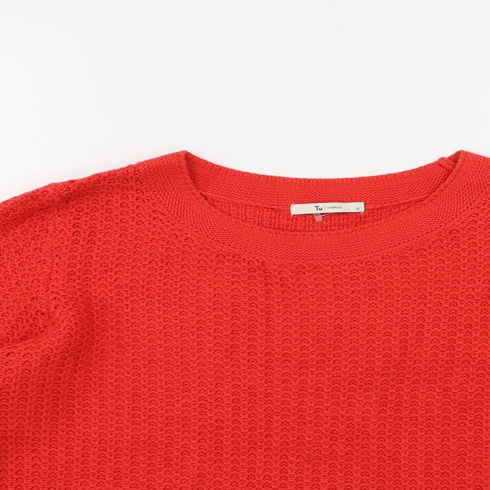 TU Womens Red  Knit Pullover Jumper Size 12