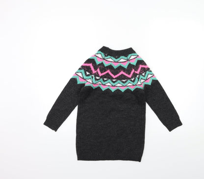 Matalan Girls Grey  Knit Pullover Jumper Size 6 Years