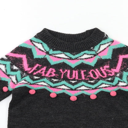 Matalan Girls Grey  Knit Pullover Jumper Size 6 Years
