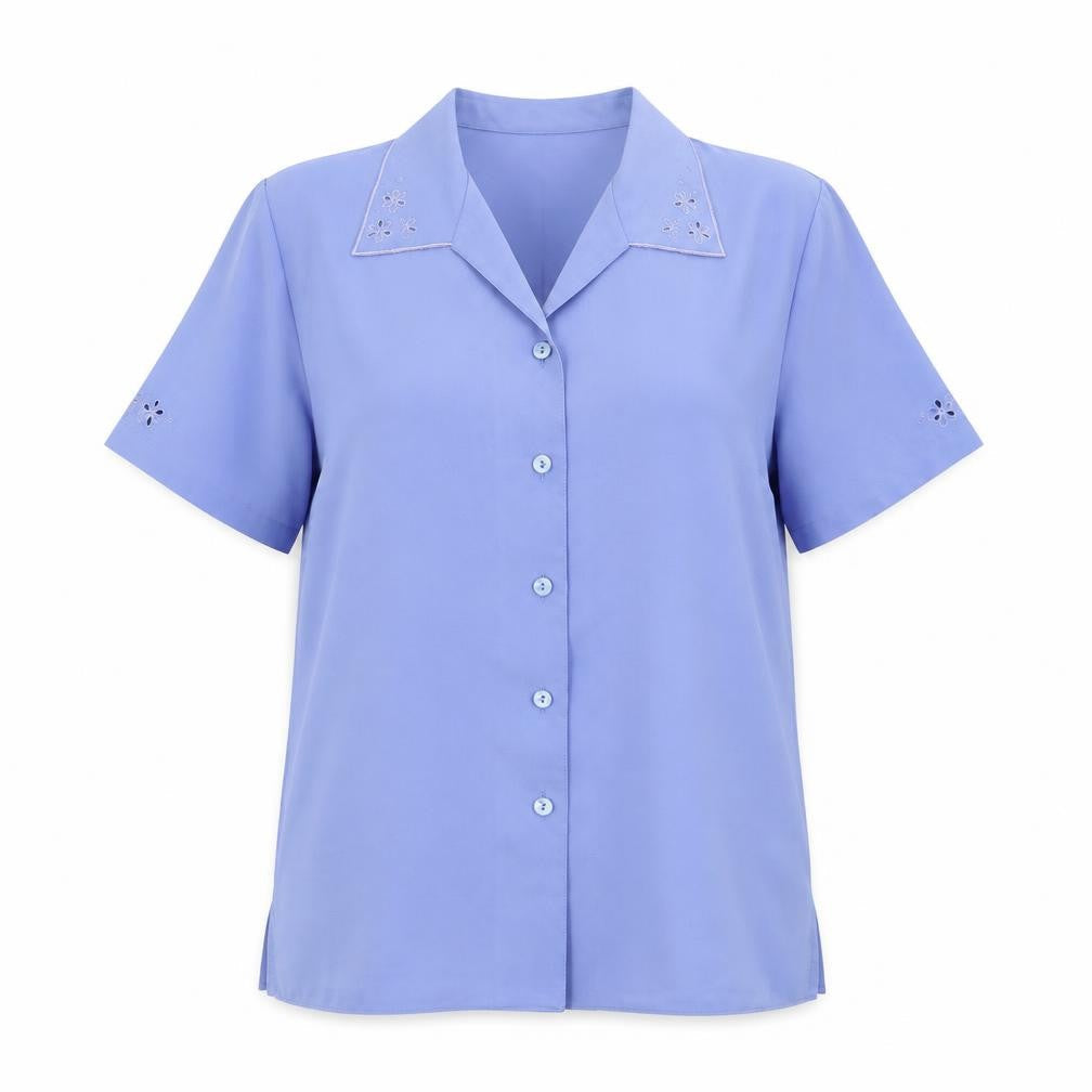 Womens UK Size 12 EWM Blue Basic Button-Up