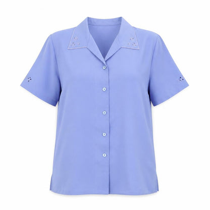 Womens UK Size 12 EWM Blue Basic Button-Up