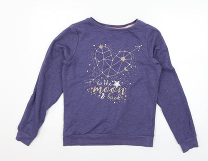 George Womens Blue Geometric Jersey Top Pyjama Top Size 8  - To the moon and back
