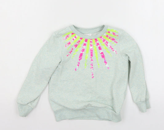 F&F Girls Green  Jersey Pullover Sweatshirt Size 5-6 Years