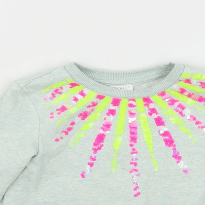 F&F Girls Green  Jersey Pullover Sweatshirt Size 5-6 Years