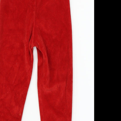 M&Co Girls Red  Velour Capri Pyjama Pants Size 2-3 Years