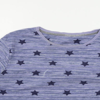 Marks and Spencer Womens Blue Striped Jersey Top Pyjama Top Size 8