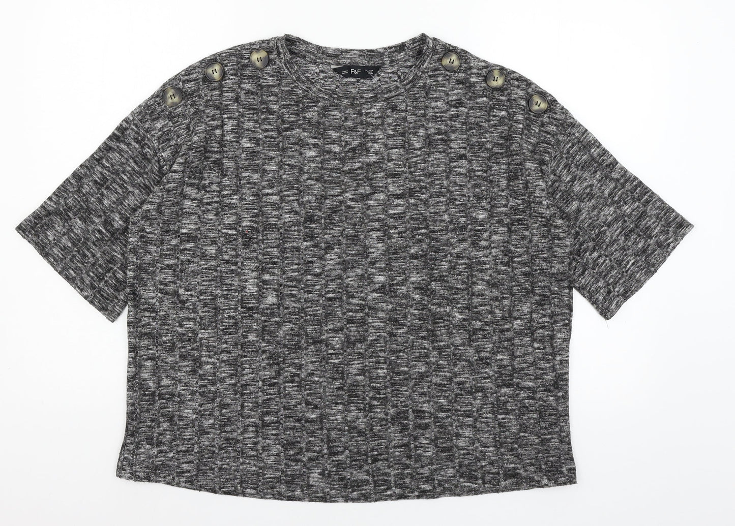 F&F Womens Grey  Jersey Basic T-Shirt Size 10