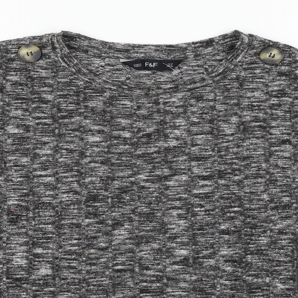 F&F Womens Grey  Jersey Basic T-Shirt Size 10
