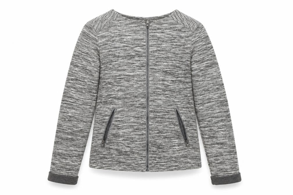 C&A Girls Grey Striped Jersey Jacket  Size 9-10 Years
