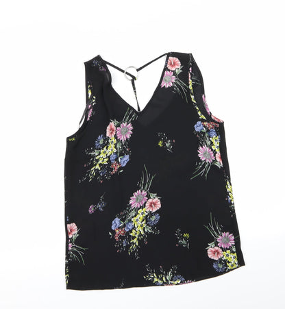 Primark Womens Black Floral  Basic Blouse Size 8