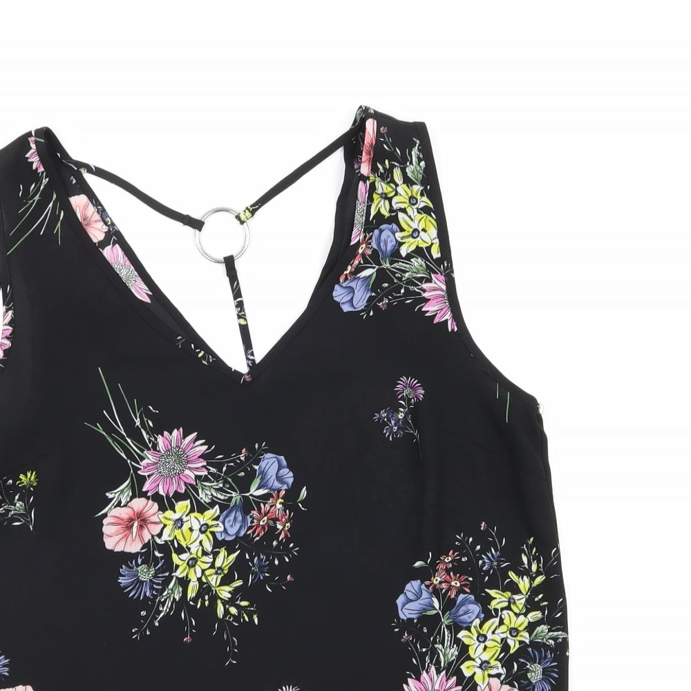 Primark Womens Black Floral  Basic Blouse Size 8