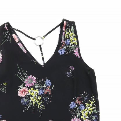 Primark Womens Black Floral  Basic Blouse Size 8