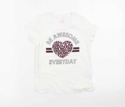 Primark Girls White   Basic T-Shirt Size 6-7 Years