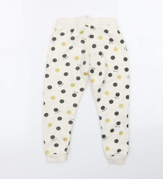 Primark Girls White Polka Dot  Jogger Trousers Size 2 Years