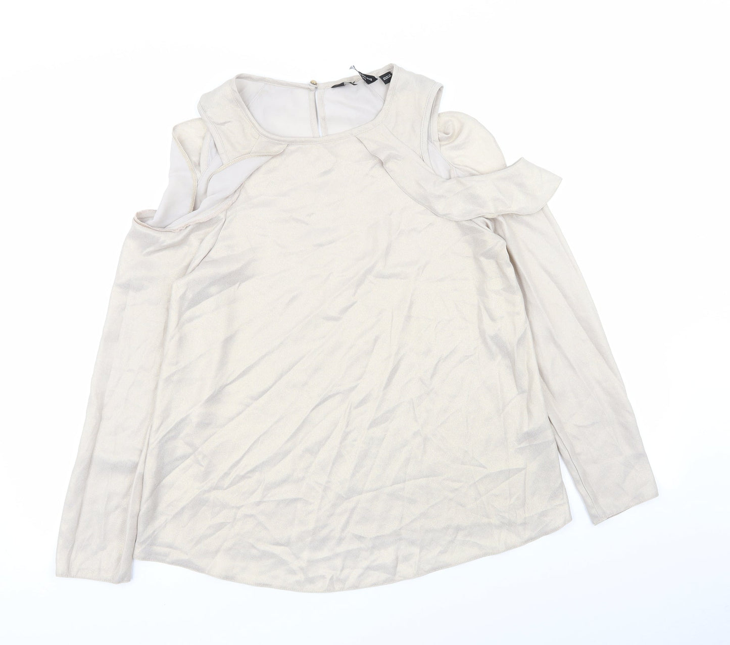 Womens UK Size 8 Dorothy Perkins Beige Basic Blouse