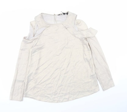 Womens UK Size 8 Dorothy Perkins Beige Basic Blouse