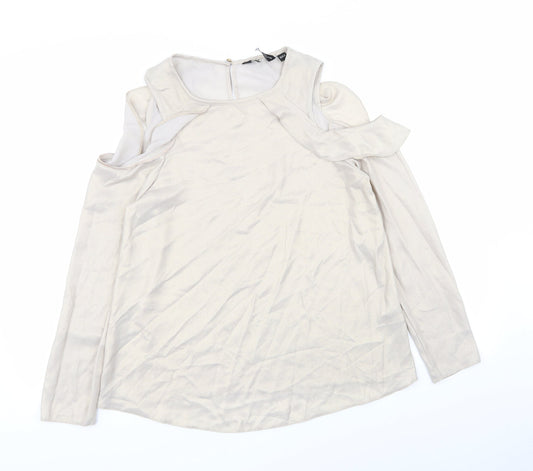 Womens UK Size 8 Dorothy Perkins Beige Basic Blouse