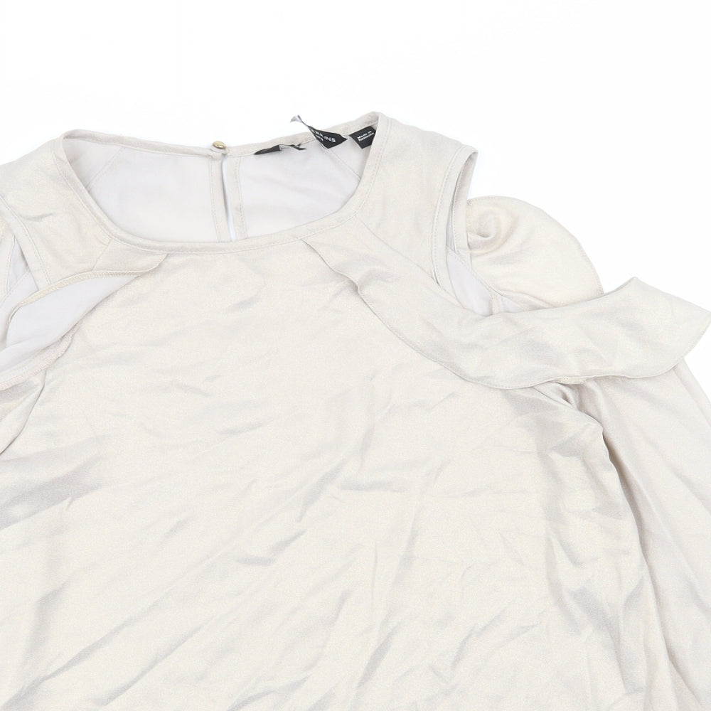 Womens UK Size 8 Dorothy Perkins Beige Basic Blouse