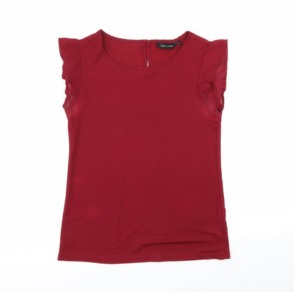 Womens UK Size 6 New Look Red Basic Blouse