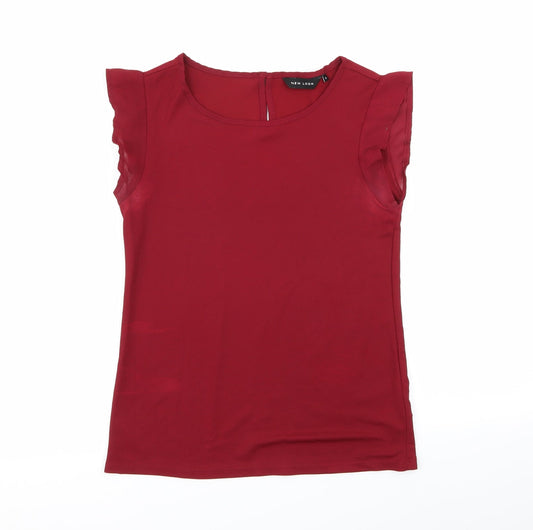 Womens UK Size 6 New Look Red Basic Blouse