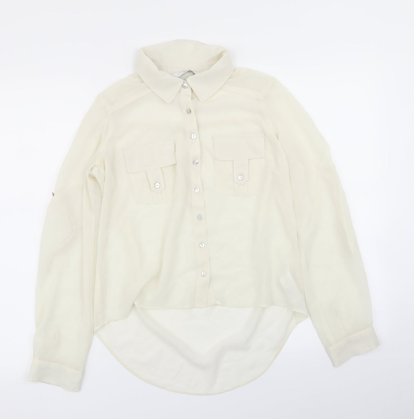 Womens UK Size 8 New Look Ivory Basic Button-Up
