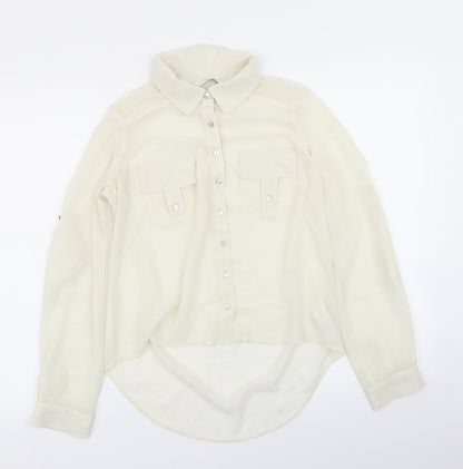 Womens UK Size 8 New Look Ivory Basic Button-Up