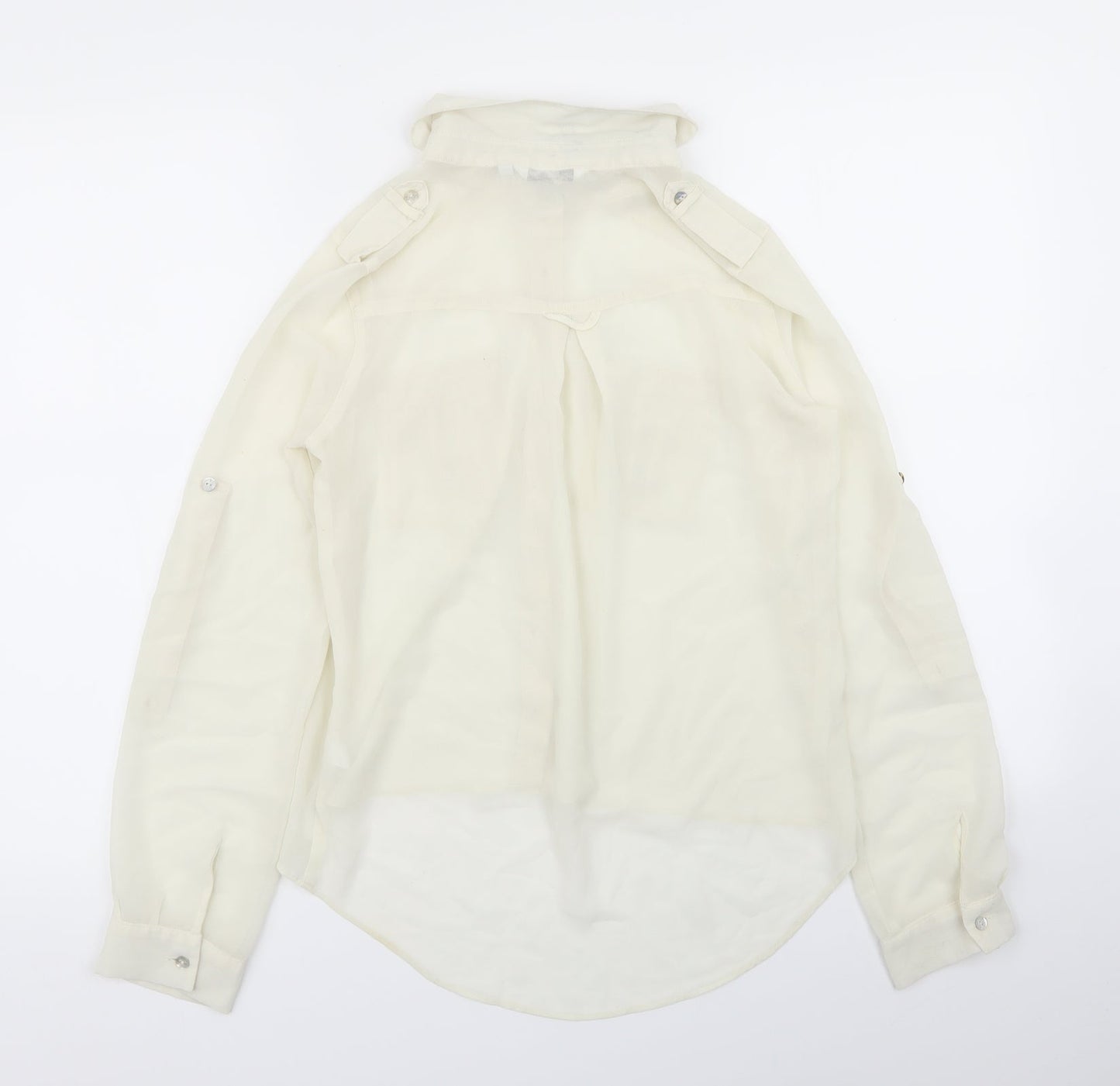 Womens UK Size 8 New Look Ivory Basic Button-Up