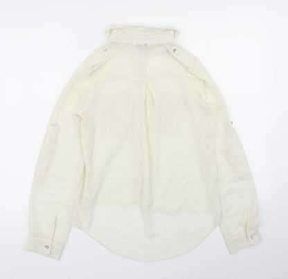 Womens UK Size 8 New Look Ivory Basic Button-Up