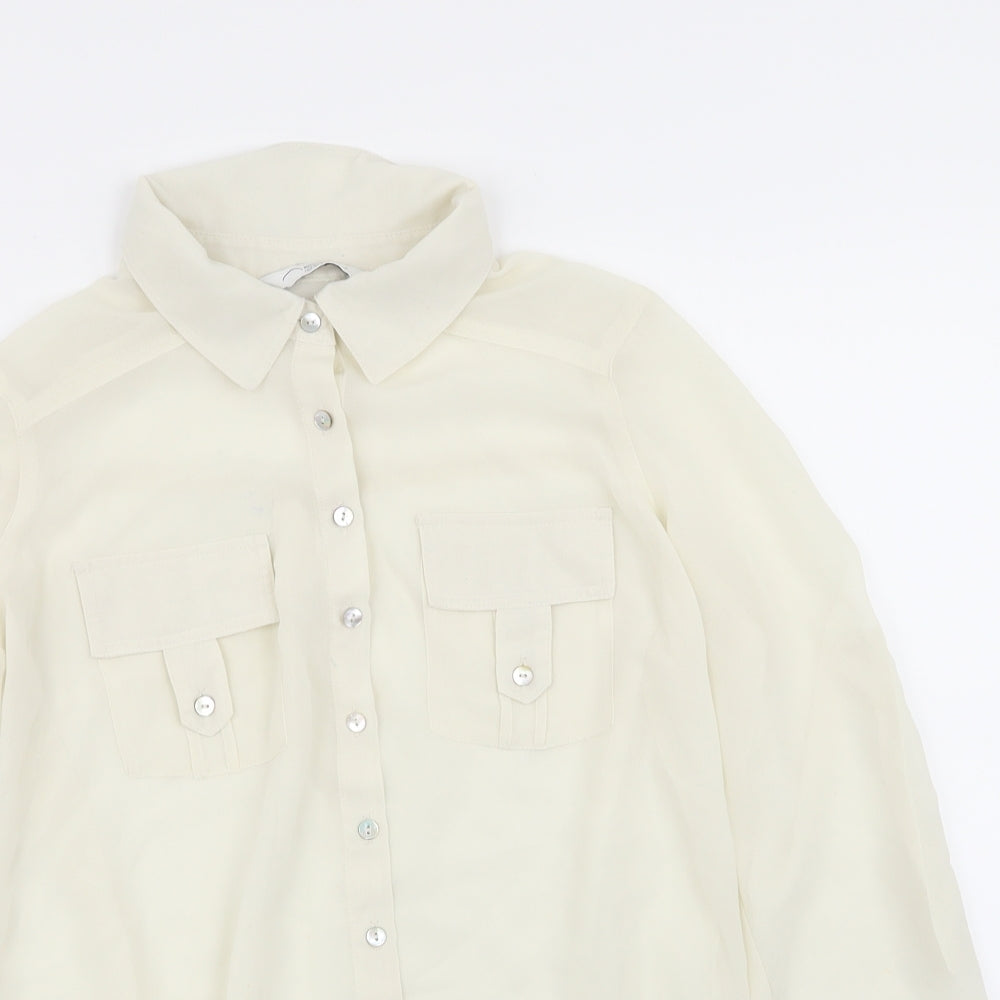 Womens UK Size 8 New Look Ivory Basic Button-Up