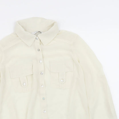 Womens UK Size 8 New Look Ivory Basic Button-Up