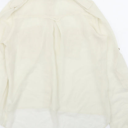 Womens UK Size 8 New Look Ivory Basic Button-Up
