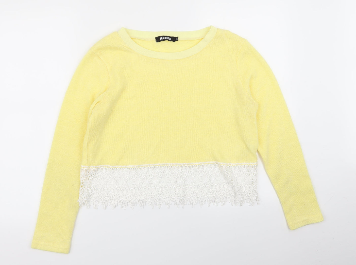 Womens UK Size M Missguided Yellow Pullover Jumper