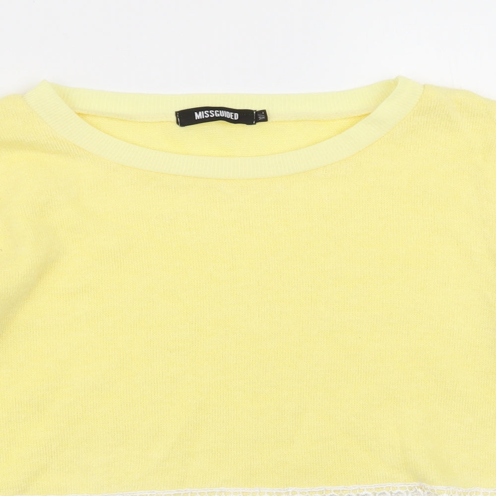 Womens UK Size M Missguided Yellow Pullover Jumper