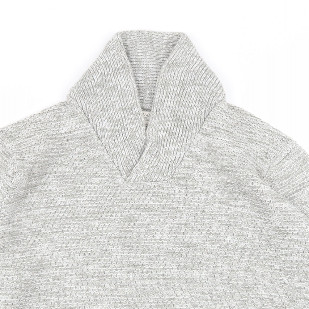 Close-up detail of ACW 58 men’s grey jumper, size L