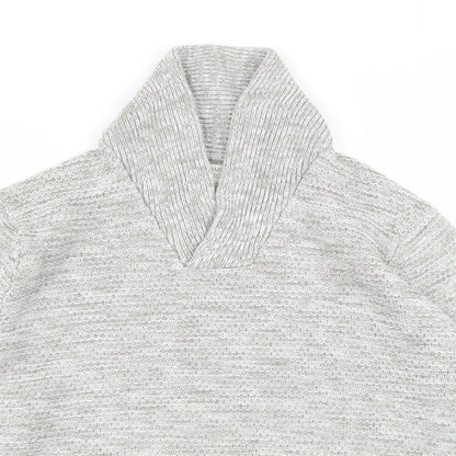 Close-up detail of ACW 58 men’s grey jumper, size L