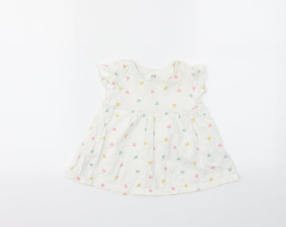 H&M Girls Multicoloured Geometric  Basic T-Shirt Size 3-6 Months
