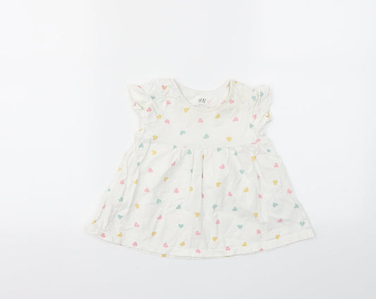 H&M Girls Multicoloured Geometric  Basic T-Shirt Size 3-6 Months