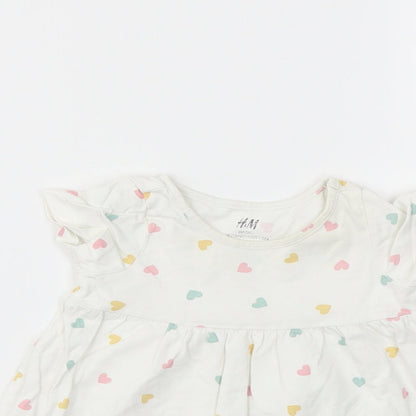 H&M Girls Multicoloured Geometric  Basic T-Shirt Size 3-6 Months