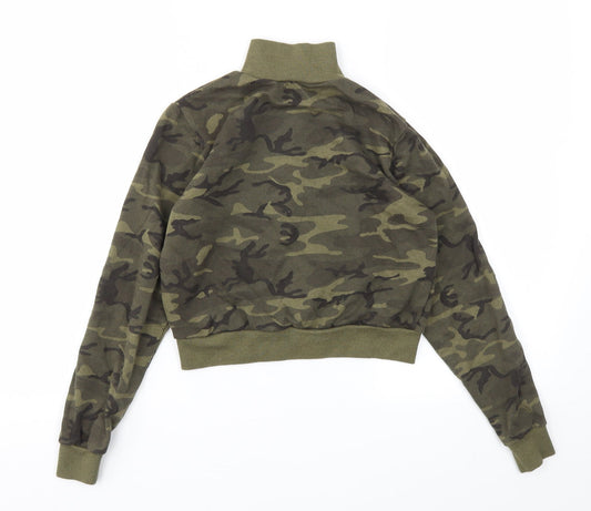 M&Co Girls Green Camouflage  Full Zip Jumper Size 11 Years