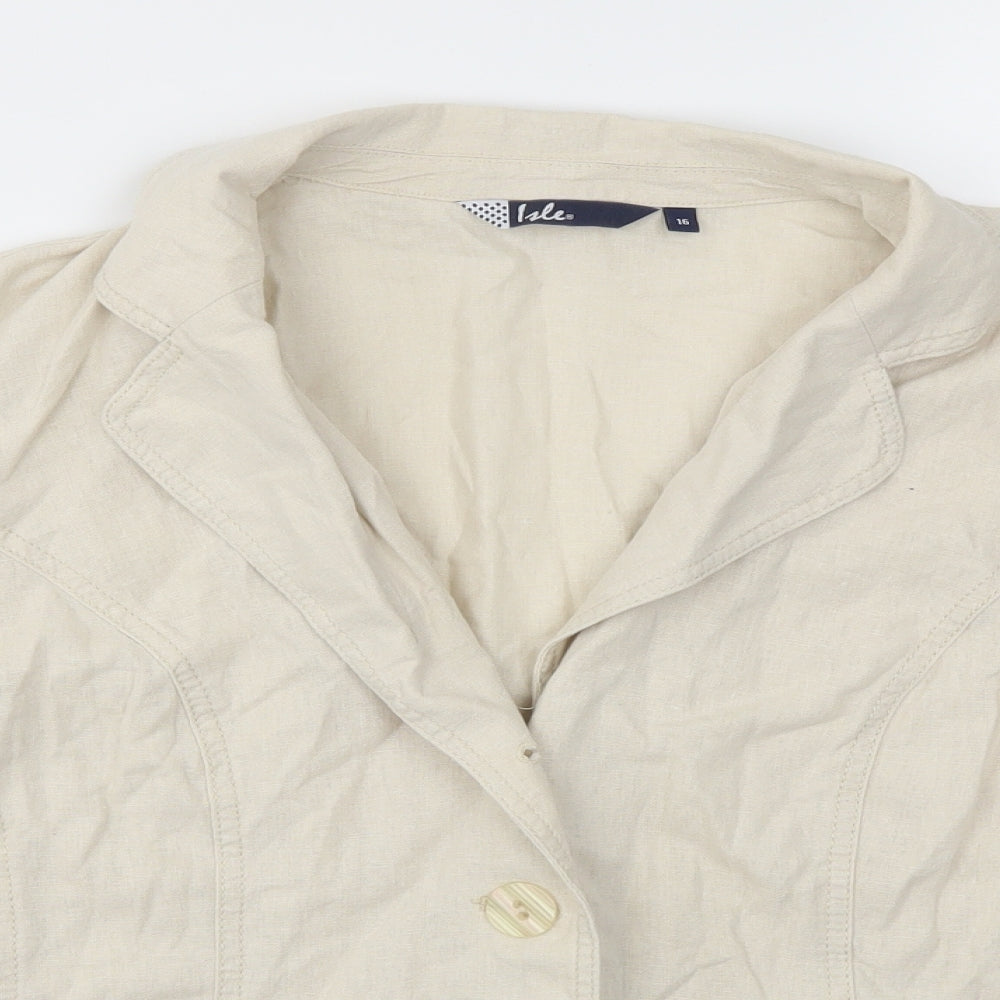 ISLE  Womens Beige   Jacket Blazer Size 16