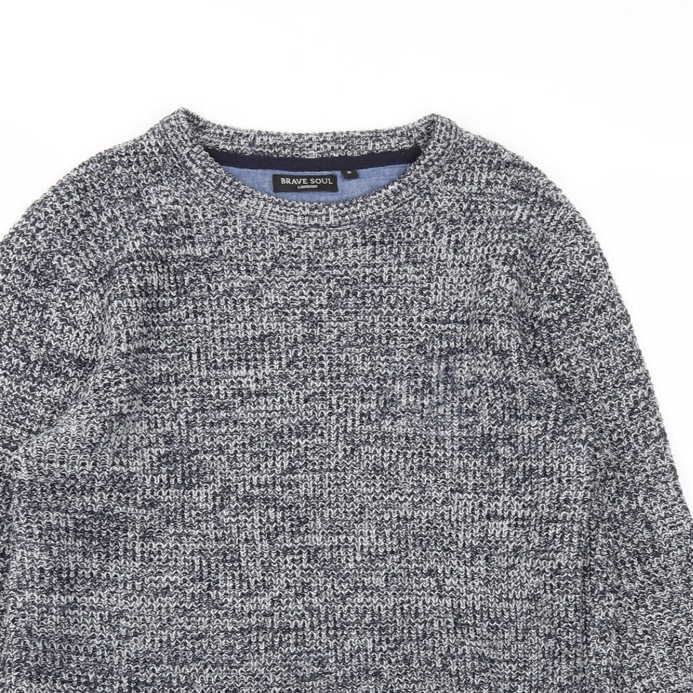 Mens UK Size S Brave Soul Blue Pullover Sweatshirt