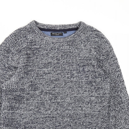 Mens UK Size S Brave Soul Blue Pullover Sweatshirt