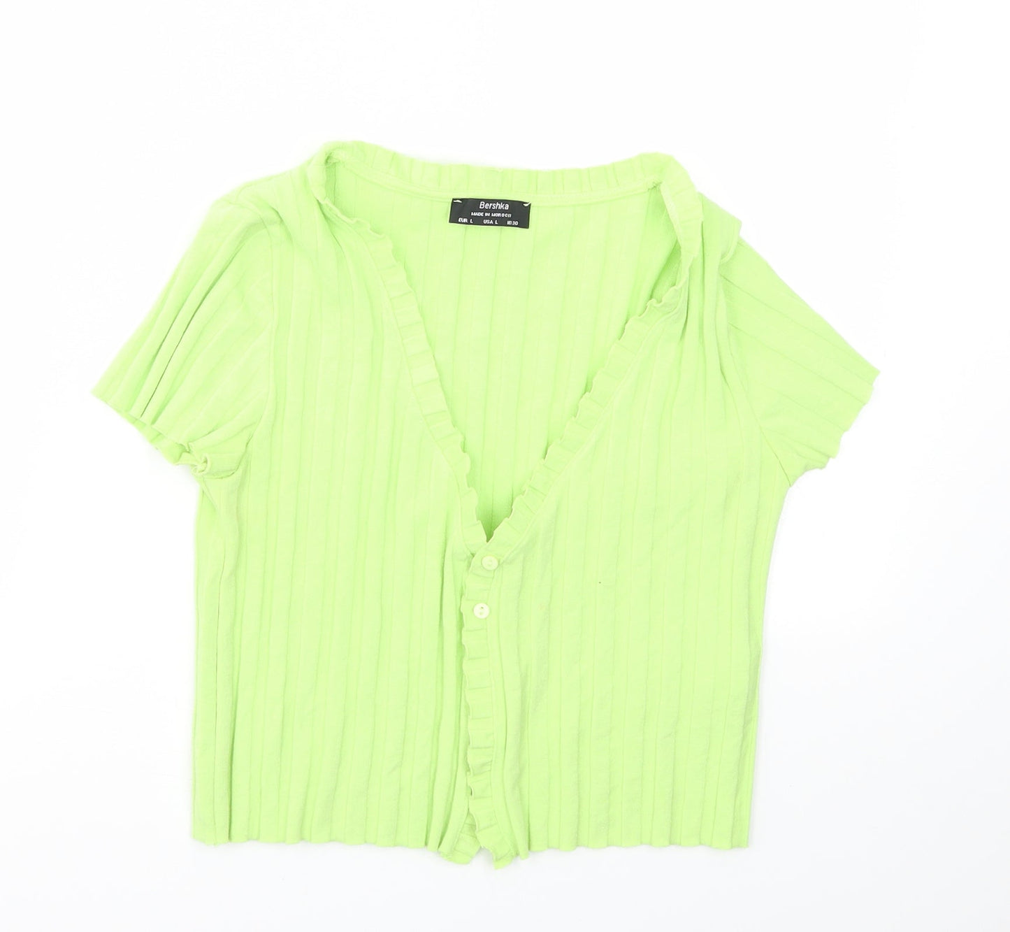 Womens UK Size L Bershka Green Cardigan Jumper