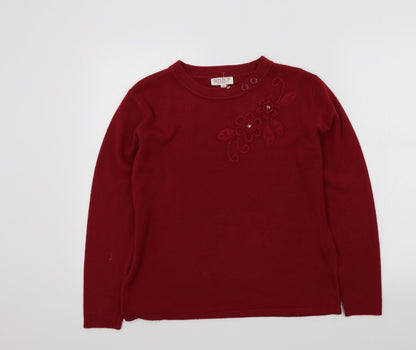 Womens UK Size M reflect Red Pullover Jumper
