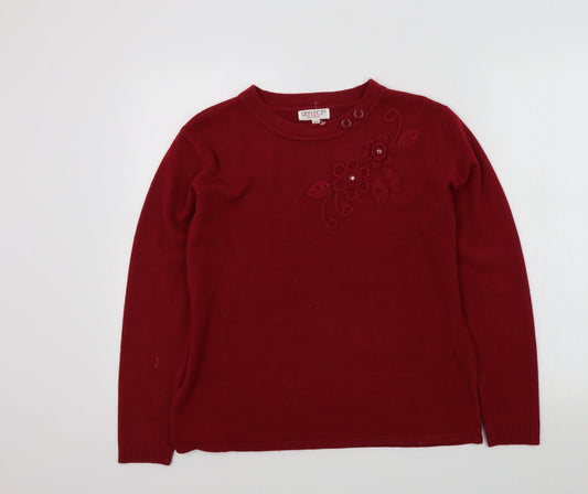 Womens UK Size M reflect Red Pullover Jumper