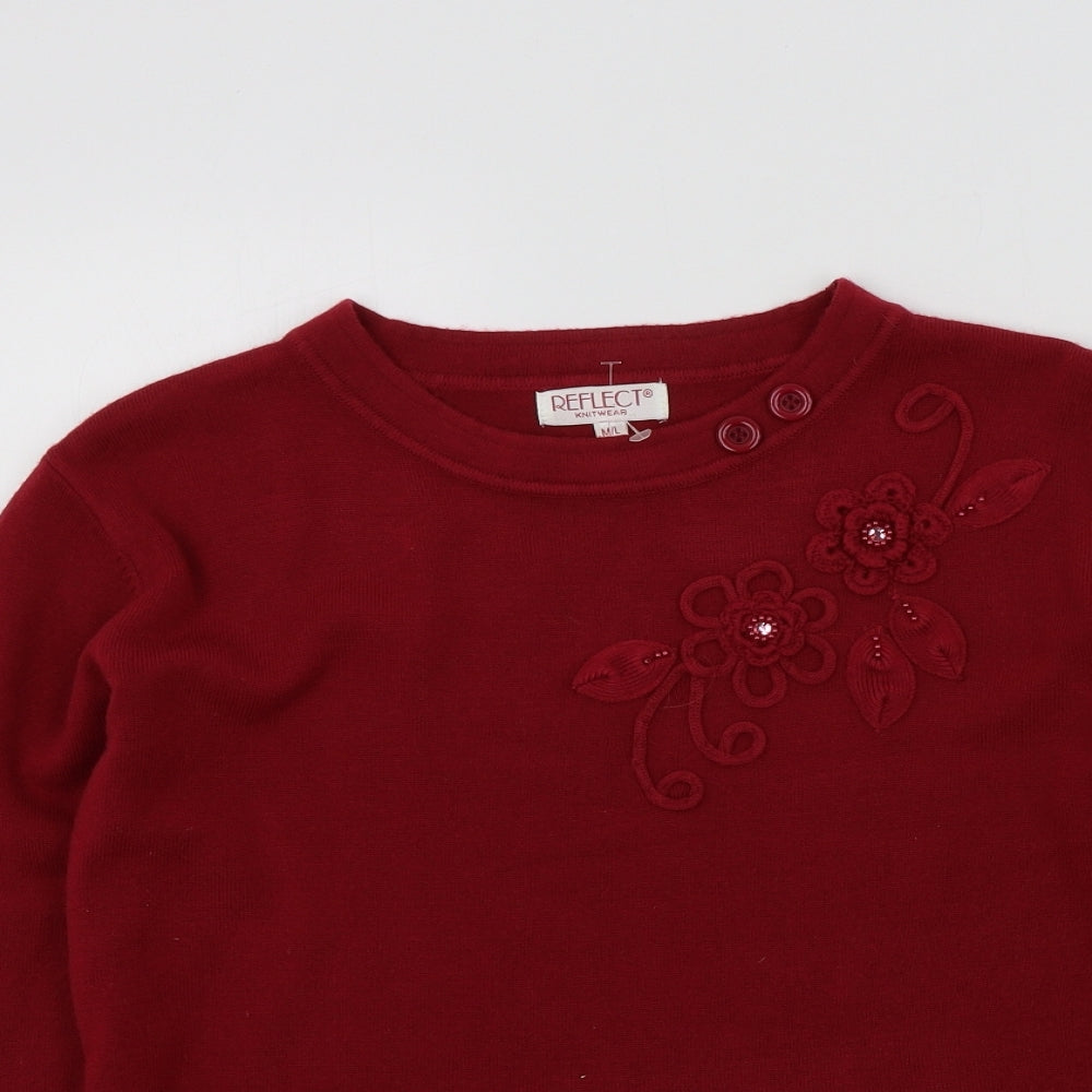 Womens UK Size M reflect Red Pullover Jumper