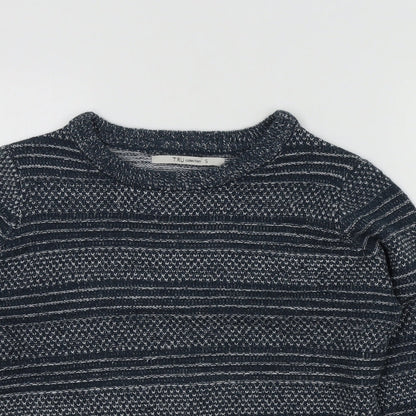 TRU Boys Blue Geometric  Pullover Jumper Size S