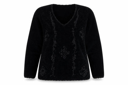HANNAH Womens Black Floral  Pullover Jumper Size M