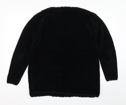 HANNAH Womens Black Floral  Pullover Jumper Size M