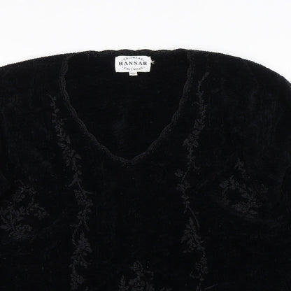 HANNAH Womens Black Floral  Pullover Jumper Size M